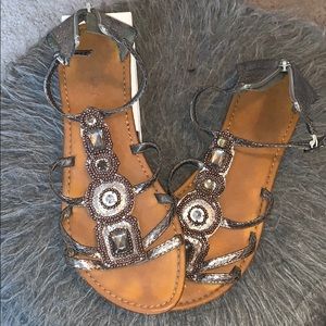 Fake Silver Snake Skin sandals